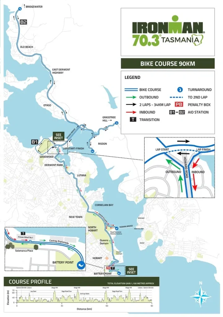 220705 IRONMAN 70.3 Tasmania bike course map.jpg Ironman 70.3 Tasmania revela recorrido - Triatlón Hoy