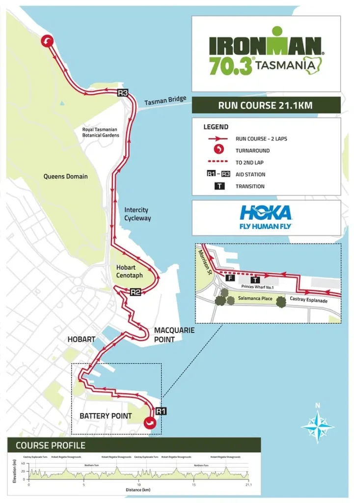 220705 IRONMAN 70.3 Tasmania run course map.jpg Ironman 70.3 Tasmania revela recorrido - Triatlón Hoy